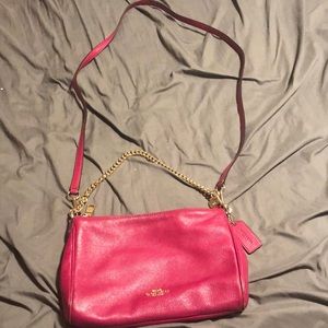 Hot pink leather coach bag